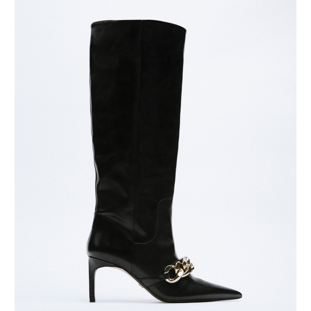 ZARA Cow Leather Heeled Boots - Picture 11 of 15